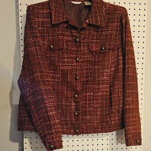 Laura Ashley Maroon Tweed Blazer, Size 10, PTP 22"